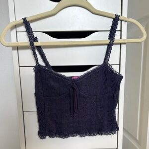 Edikted Dark Purple Lace Crop Top